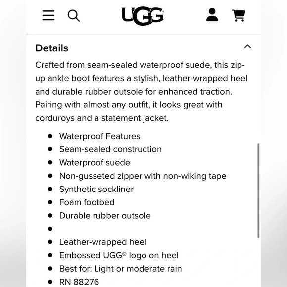 UGG Aureo II Suede Ankle Boot Booties Chestnut/Tan | Women's Size 6 - Picture 5 of 14